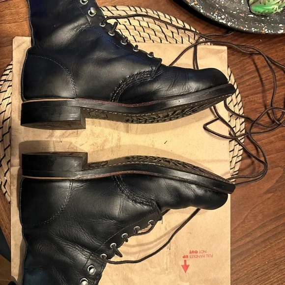 Red Wing Black Leather Boots High-Top Durable - Picture 6 of 8